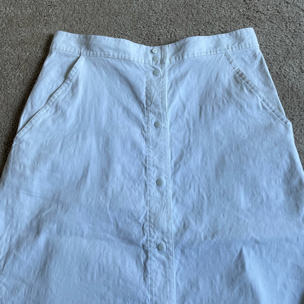 A.L.C. ALC White Linen Blend Snap Front Jayce Skirt Sz. 4 - Picture 3 of 6